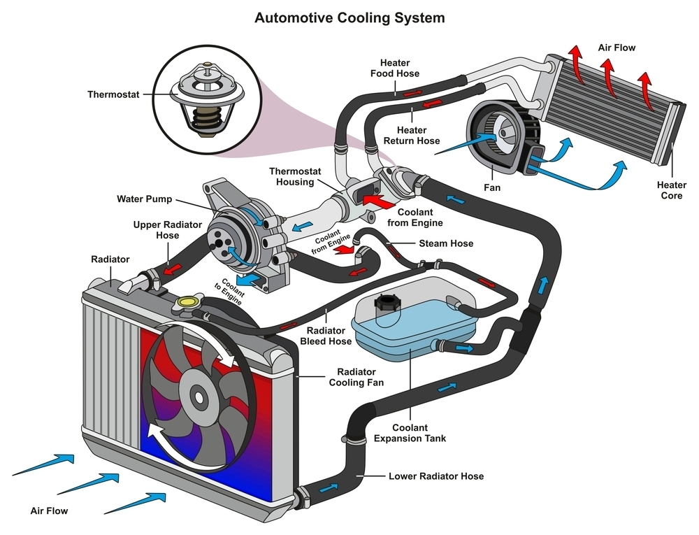 Eine Bewährte Moderne Autopumpe Im Kühlsystem Mit Temperatursensor